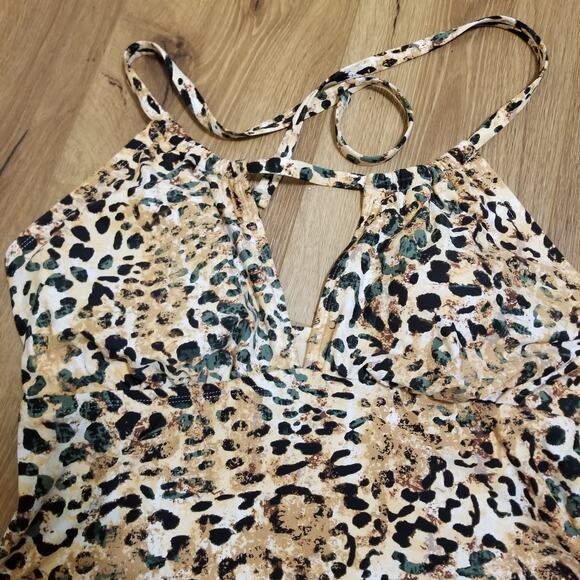 NWTs-MYNAH Swimwear Women's Plus Size 16W Leopard Print Tankini Bathing Suit Top - Picture 3 of 8